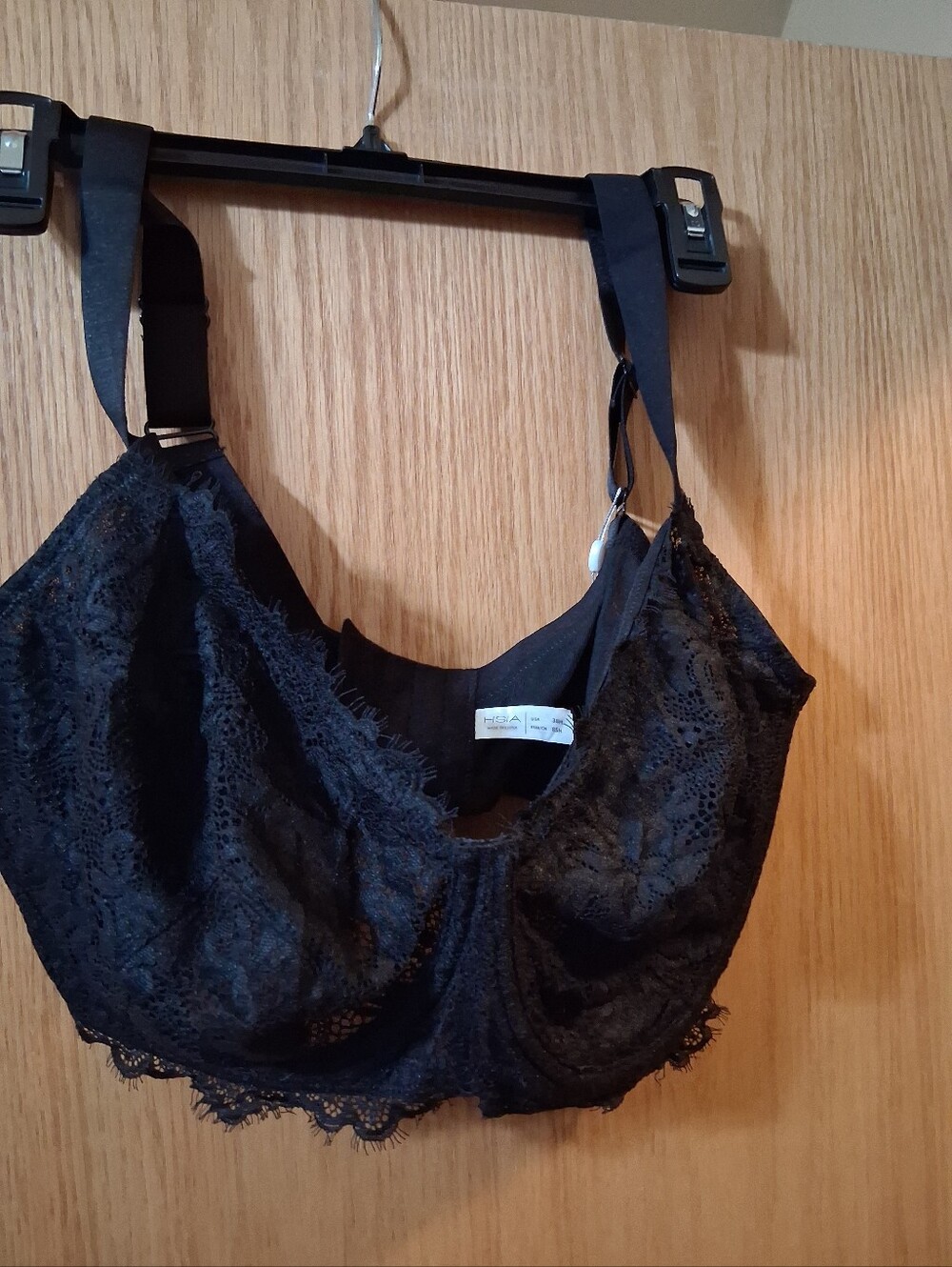 HSIA black underwire minimizer Floral lace bra,unlined, Unpadded, 38H